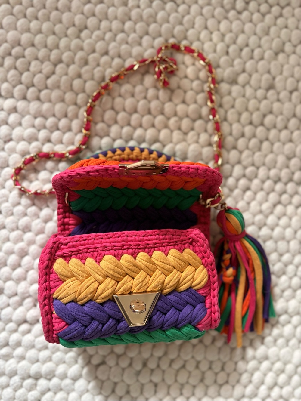 Vibrant Multicolor Woven Mini Crossbody Bag